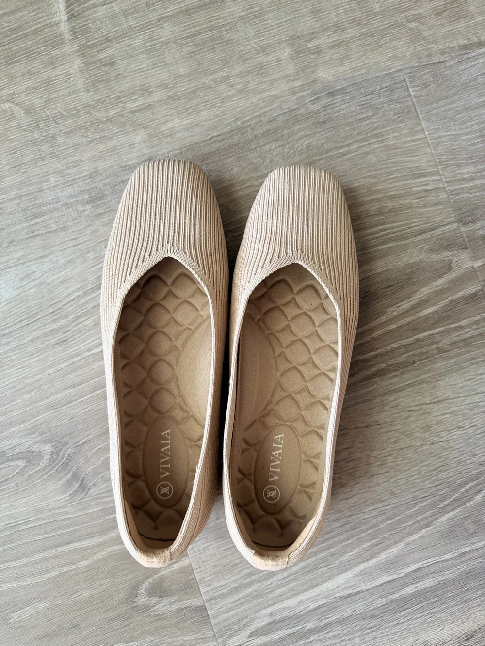 Vivaia Women's Beige Slip-On Ballet Flats